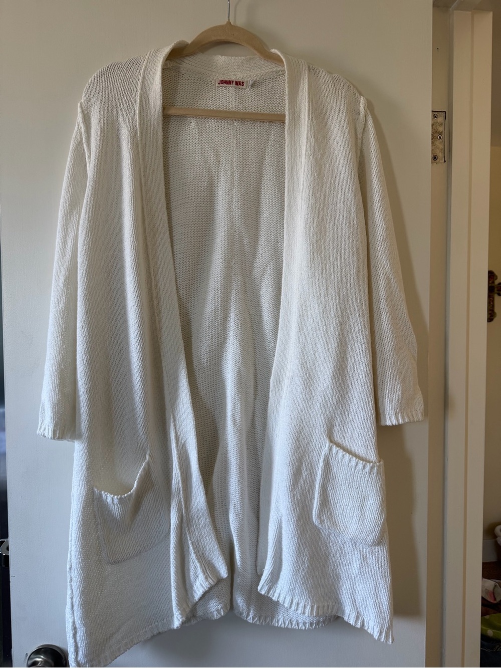 Johnny Was Ivory Open-Front Knit Cardigan